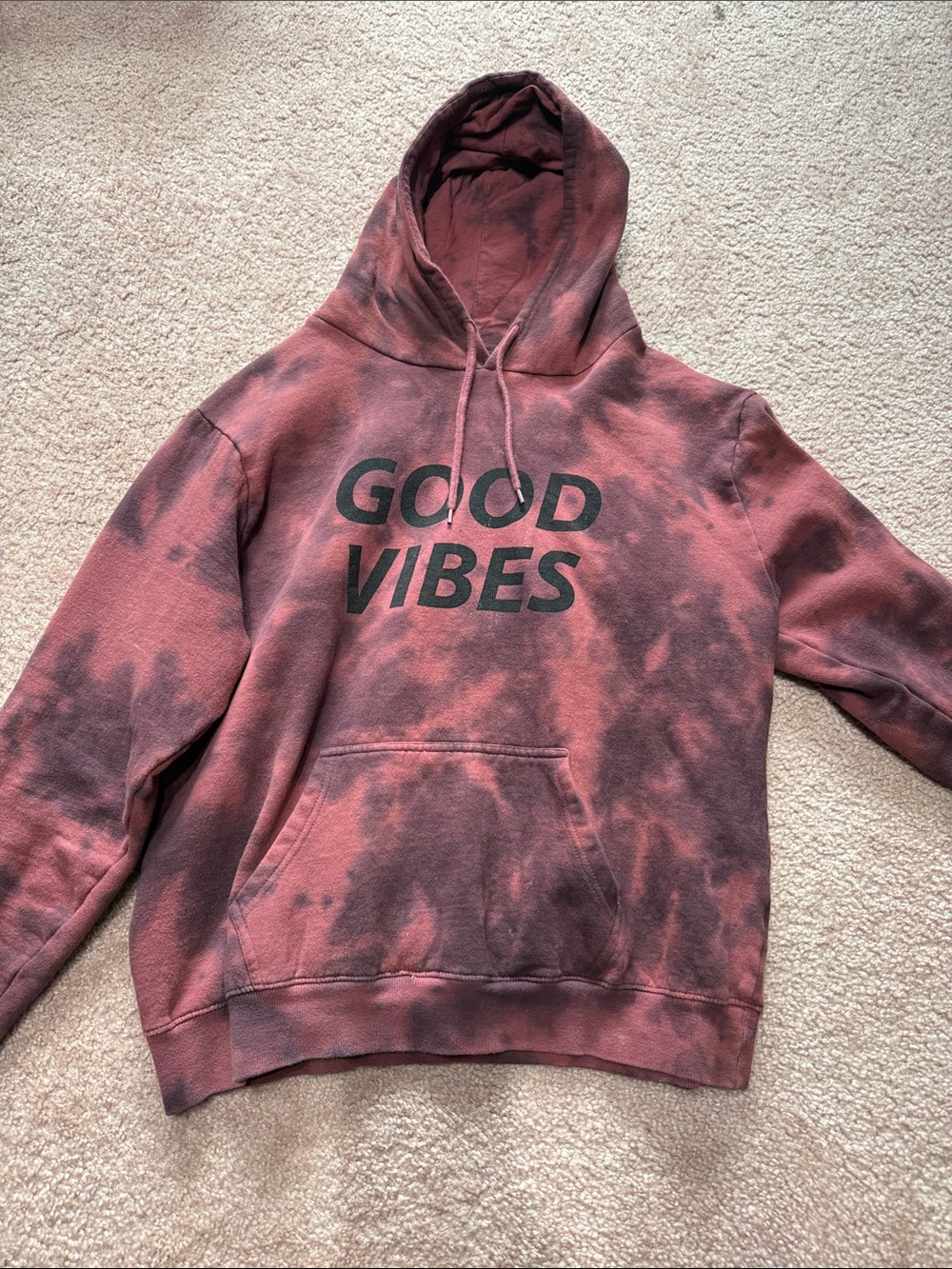 Tie-Dye Pullover Hoodie - Rust/Black